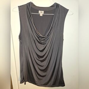 Worthington Gray Sleeveless Draped Blouse